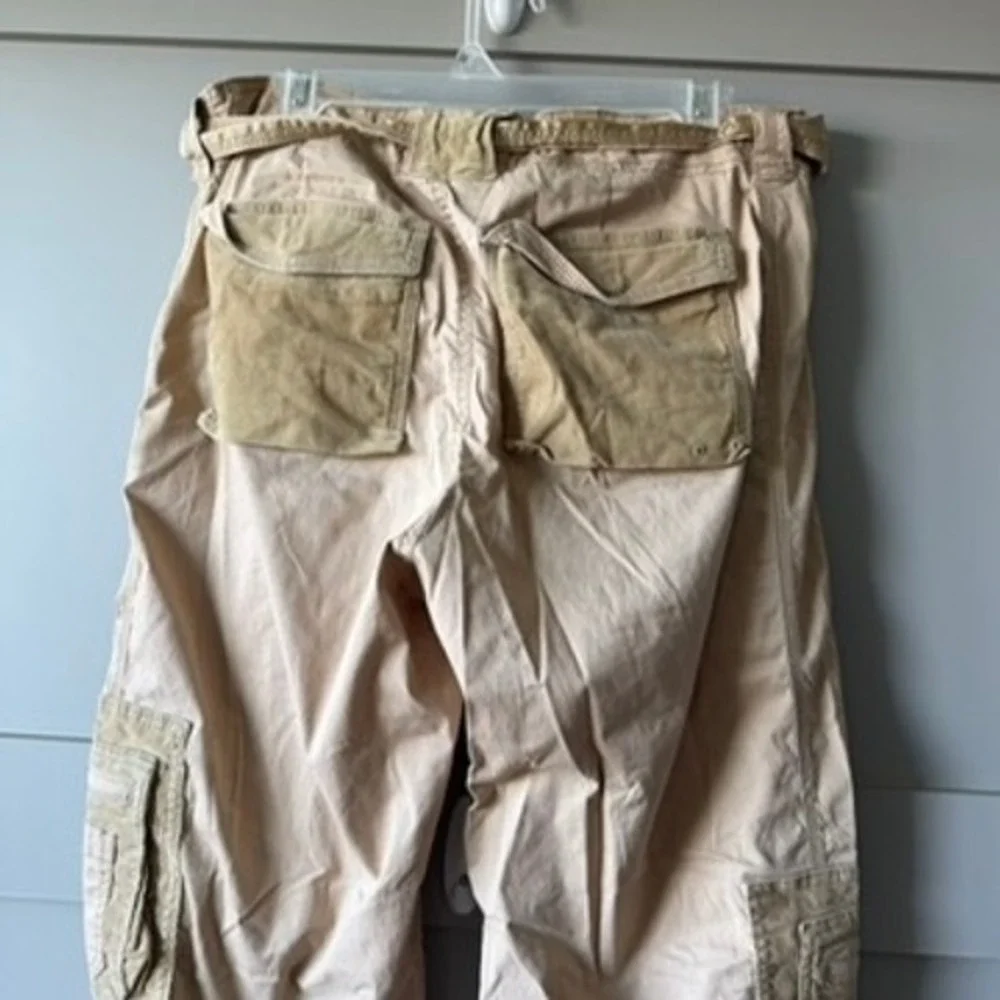 Abercrombie Fitch Cargo Pants Women L Tan Patchwork Corduroy Utility Belted - Picture 9 of 16